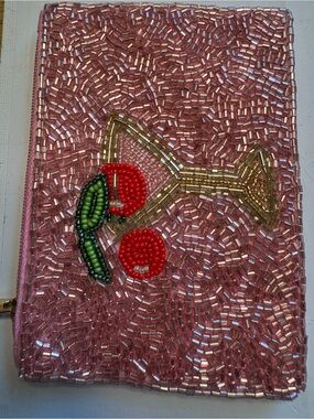 New Cherry martini seed beaded pouch